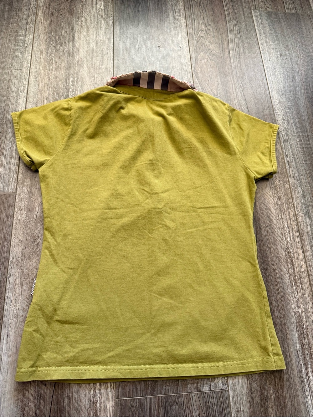 Burberry Olive Green Short Sleeve Polo with Signature Check Collar - Picture 2 of 6